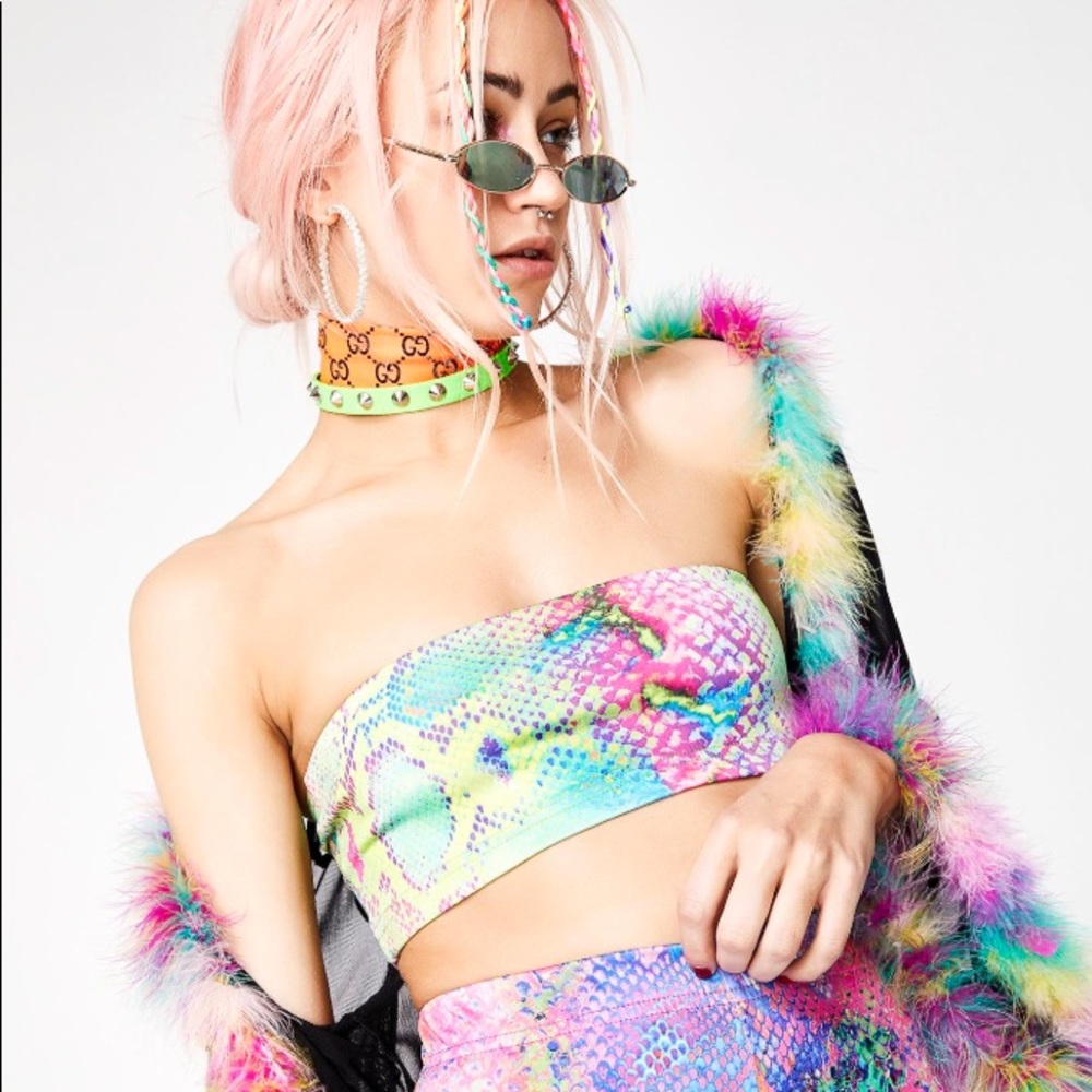 dolls kill snake print bandeau